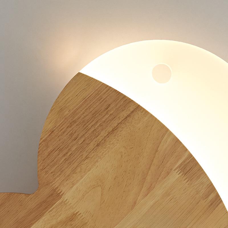 Nordic Wall Lamp Modern Simple for Boy Girl Children's Rooms Bedrooms Bedside Lamp Creative and Personalized Oak Fish LED Lights