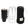 4PCS Camping Double Layer Cups Stainless Steel Food Grade Plastic Spraying Stackable Coffee Cup for Picnic Black