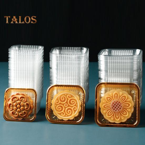 100Pcs Moon Cake Trays Waterproof Multipurpose BPA Free Durable Clear Golden Mooncake Holder for Mid-Autumn Festival