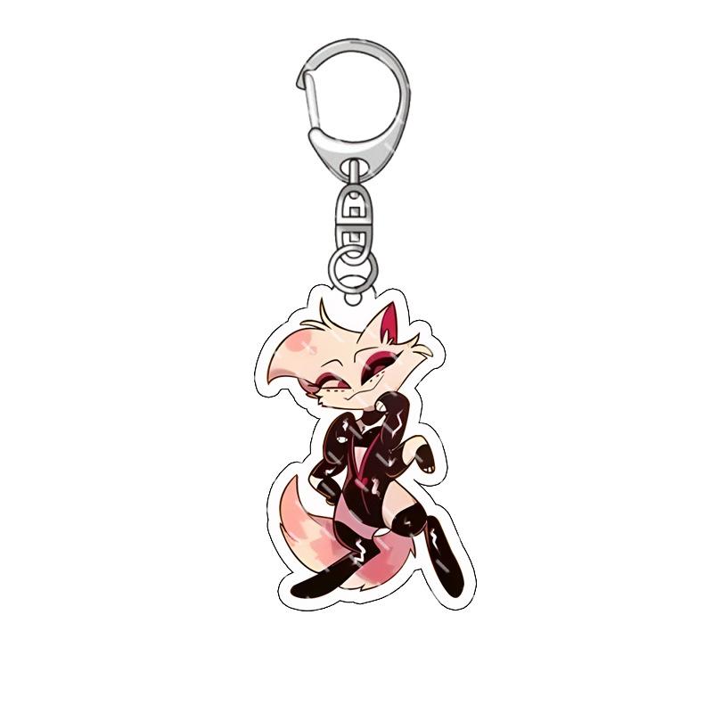 

Acrylic Keychain Cat for Hazbin Hotel Charlie Morningstar Vaggie Angel Dust Alastor Husk Niffty 3 Vees Lucifer Morningstar Anime 55MM