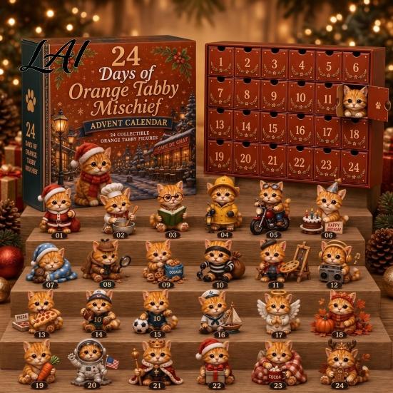 Farmářský styl Sváteční dekorace Kouzelný zvířecí adventní kalendář 24 dní Vysokohorská kráva/Kočka/Ovce/Červená ptáček Akrylová sada ozdob Sběratelské figurky 2D Ploché