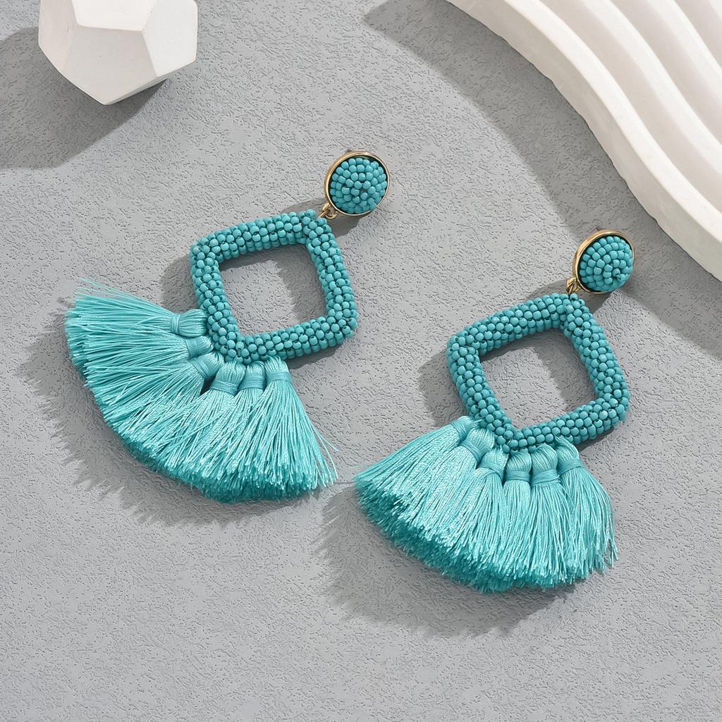 Hip Hop Fashion Earrings Women's Versatile Bead Stud Earrings Premium Sense Fringed Earrings