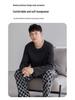 Herren Pyjama-Set aus reiner Baumwolle mit Karomuster – Langärmlig, Übergröße, Teenager-freundlich, Für drinnen oder draußen, Frühling/Herbst.