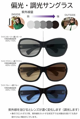 FaceTrick az Label Sunglasses Polarized Photochromic Mens Womens UV Cut Darkens Rays Made Sabae Manufacturer Lenses PHC3128