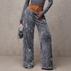 New Fashion Sequined Drawstring Slimming Elasticated Long Loose-leg Pants Without Pockets