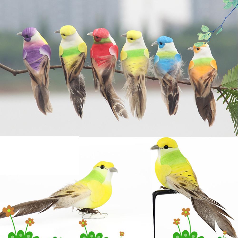 12Pcs Beautiful Colorful Simulation Foam Bird Decor Garden Plants Decoration Ornament
