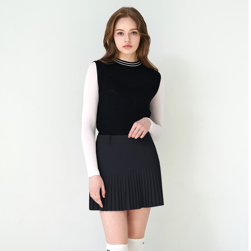 Rick [Undershorts] Half Pleated Skirt (Navy)_L3A1-Sk04C