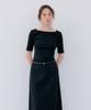 NOTIA Boat Neck Half Sleeve T-Shirts - Black