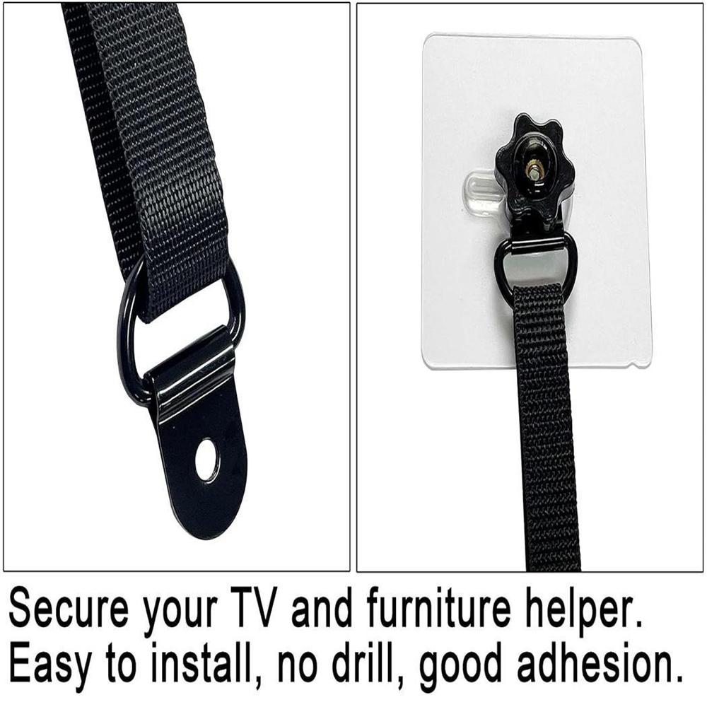 Adjustable Anti-Tip No-Drill Flat Screen TV Safety Straps for Baby Proofing