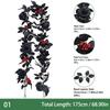 Artificial Black Rose Vine Lifelike Simulated Rattan Fake Leaves Gothic Halloween Garland Home Party Scene Halloween Decorations