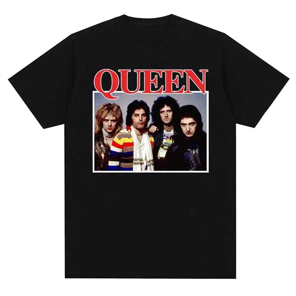 Vintage Queen Rock Music Band Tričko s grafickým potiskem Móda Pro volný čas Crew Krátký rukáv Tričko větší velikosti Dámské