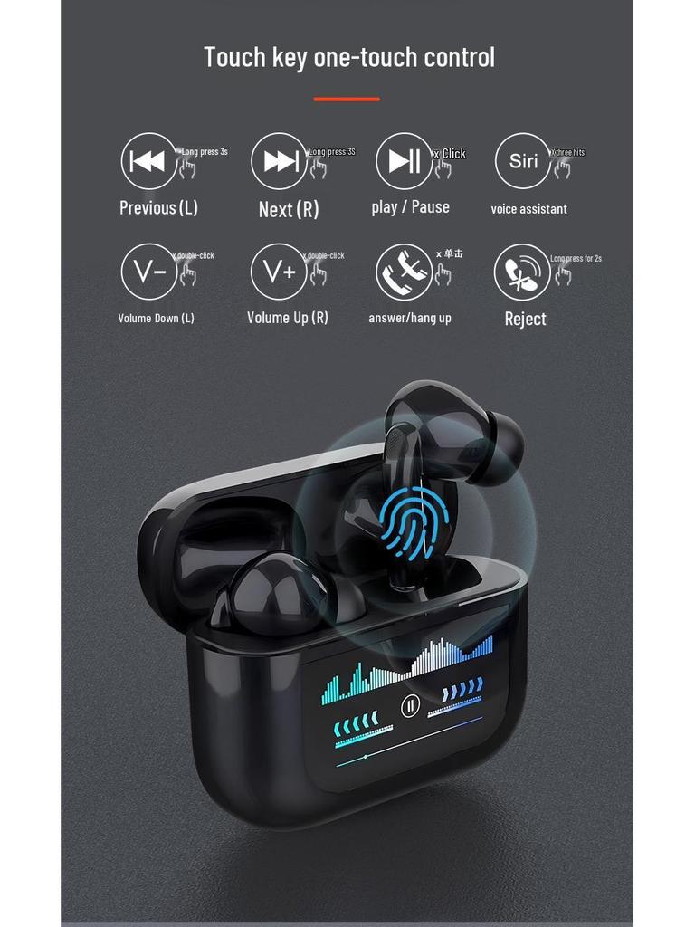 G4 LED Screen Bluetooth In-Ear Earphones with ANC/ENC Noise Cancelling and Single Mic Stereo Sound