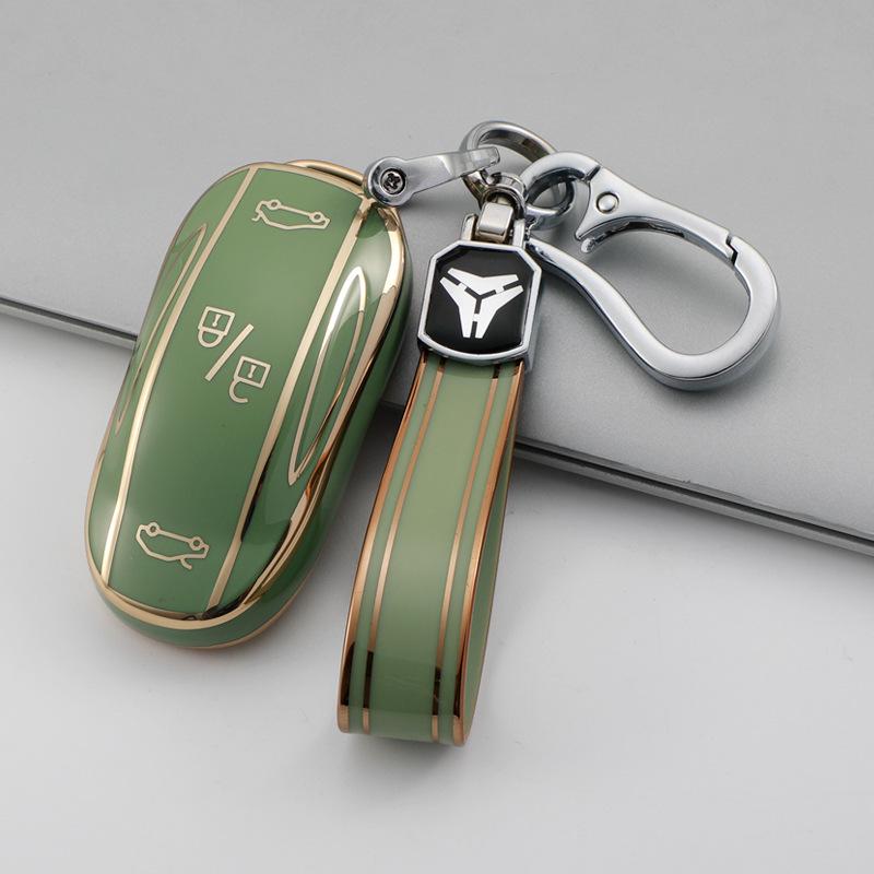 Fashionable Gold Edge TPU Key Case for Tesla Model X