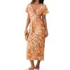 Women Casual Short Sleeve V Neck Bohemian Holiday Style Package Hip One Piece Dress