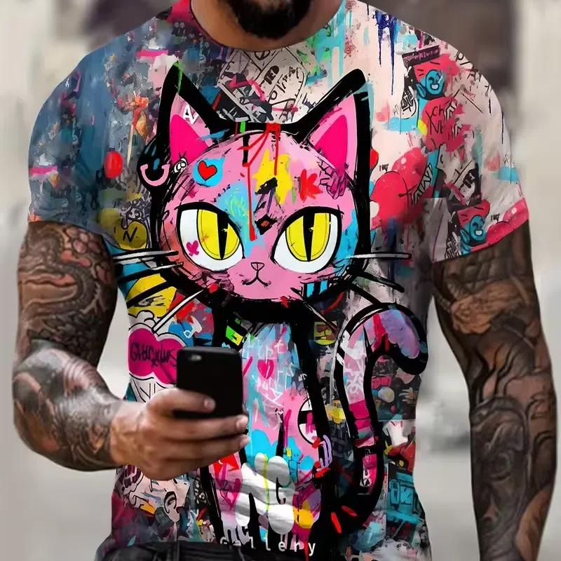 

Мужская футболка уличная летняя повседневная футболка с короткими рукавами и мультяшным принтом забавные животные модная уличная мужская одежда больших размеров L