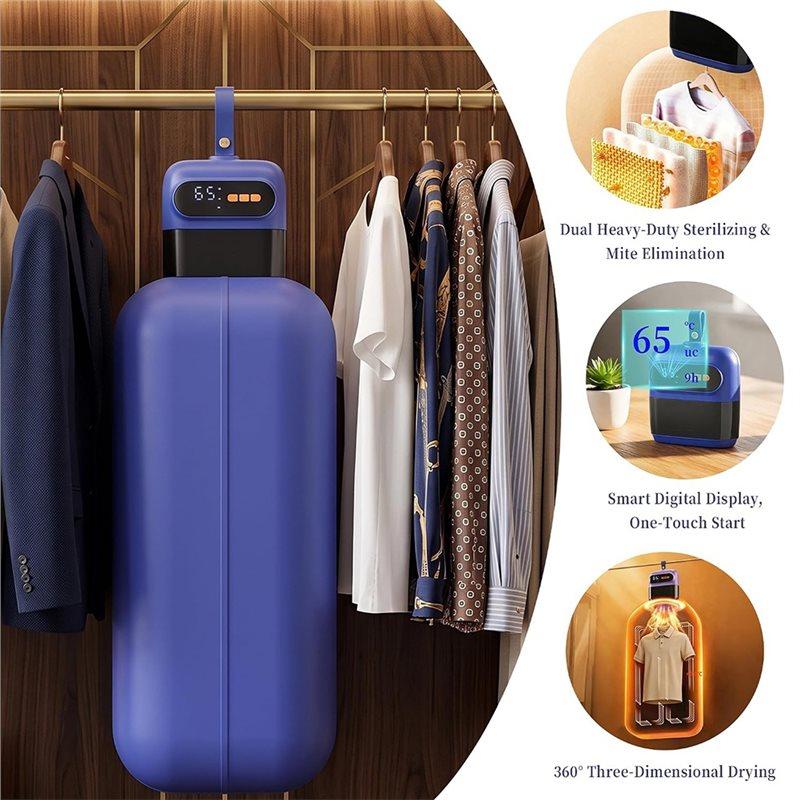 A02V-EU Plug Portable Compact Clothes Dryer, Travel Dryer Silent Quiet Design Efficient Drying System