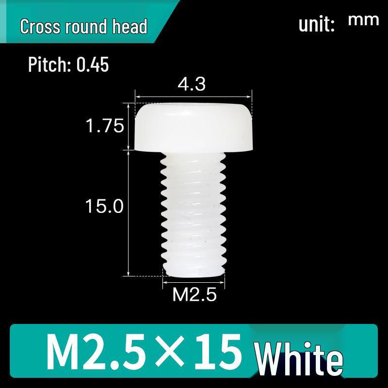 Vite in Nylon PA66 a Testa Tonda - M2, M3, M4, M5, M6, M8 Bullone di Fissaggio in Plastica