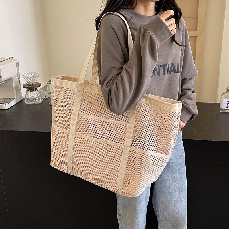 Hollow Large Capacity Makeup Storage Bag Women Multifunctional Mesh Shoulder Bag Travel Transparent Bag Beach Bags