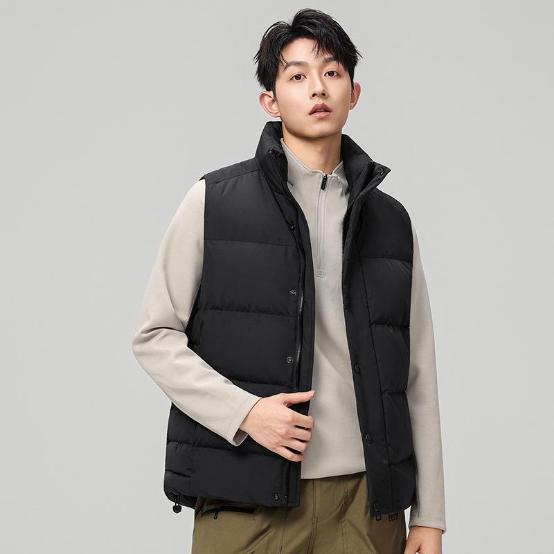 Men's High-End Fashion Lightweight Sleeveless Down Vest with Stand-Up Collar