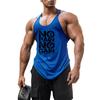 Muscleguys Vīriešu fitnesa brīvs, viegls T-krekls bez piedurknēm, vasaras kokvilnas apdruka, bez sāpēm un sporta zāle