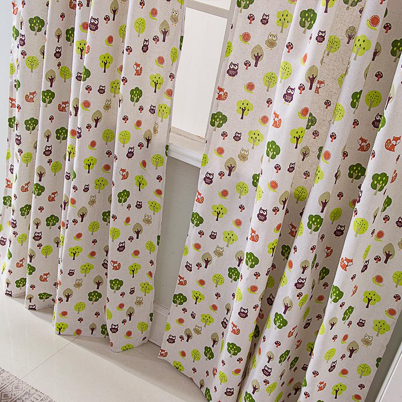 Nordic Style Curtains Printed Children'S Curtains American Country Curtains Linen Cotton Finished Curtains
