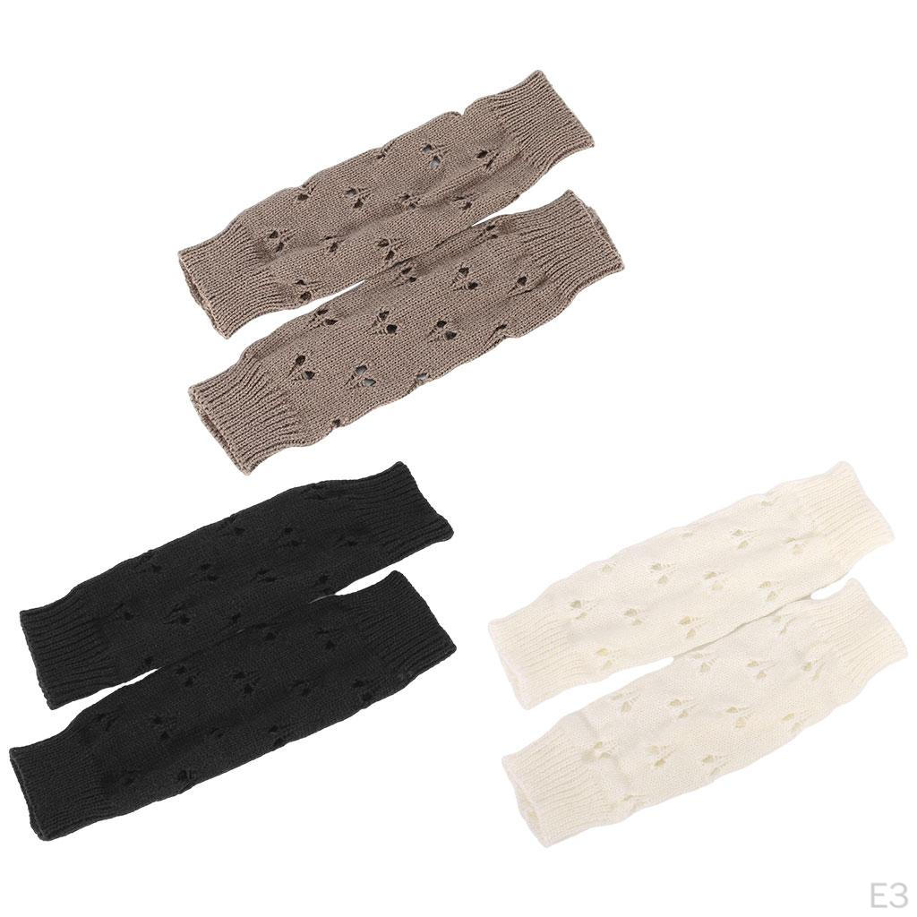 Women Winter Fingerless Long Knit Wrist Arm Warmer with Finger Holes