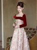 Elegant Long Sleeve Velvet Wedding Dress for Pregnant Women High Waist A-Line Skirt Formal Evening Gown Perfect for Engagemen...