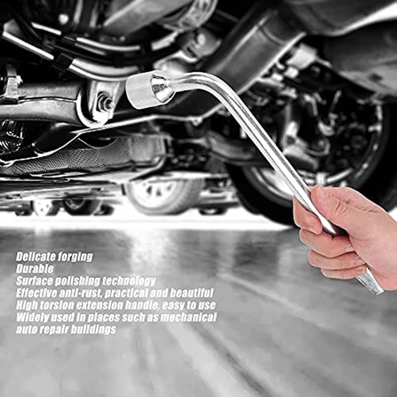 Car Spare Tire Lug Wrench - L type Hexagonal Head 17/19/21/24mm Slotted End Socket Repair Tool, Standard Tire Wrench