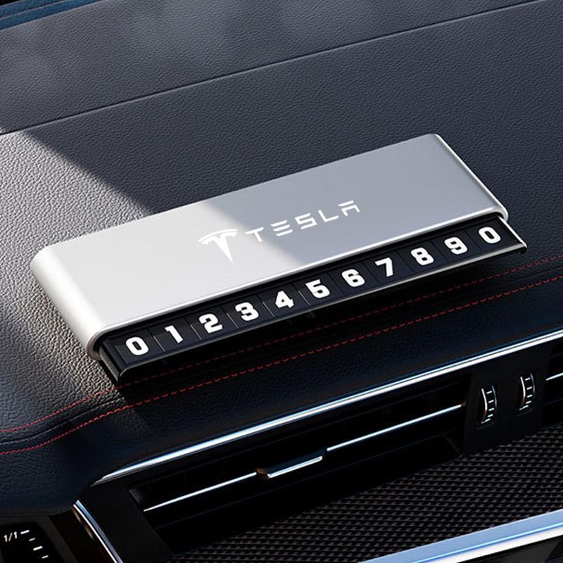 

Car Temporary Parking Numbers Plate Aluminium Alloy Slide Adjustable Stickers For Tesla Model 3 Model X model Y Auto Accessories