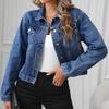 2026 European and American Xintang Denim Jacket Women's Short Long-sleeved Lapel Jacket Elegant and Versatile