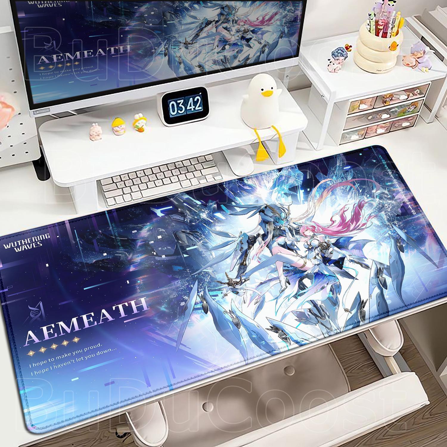 

Anime Pink Girl Mouse Pads HD Printing Wuthering Waves Aemeath Mouse Pad Gaming Mouse Pad Table Pads Large 900x400 Desktop Mats 600x300x2mm