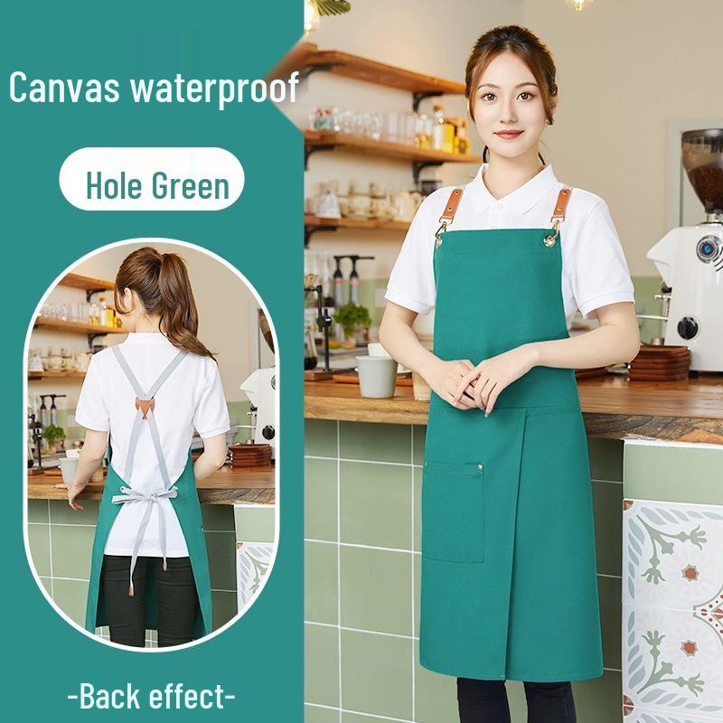 Custom Logo Waterproof Canvas Apron for Restaurant, Dessert, Milk Tea Shop, and Barista