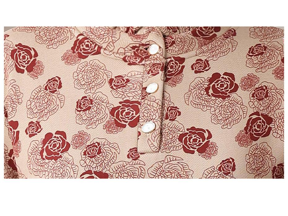 Stylish Printed Long-Sleeve T-Shirt for Middle-Aged & Elderly Women - Autumn/Winter, Warm Base Layer, Plus-Size, Velvet Mom's Wear.