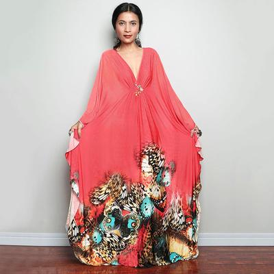 2023 Print Cover-ups Sexy Hand weben Tiefem V-ausschnitt Sommer Strand Kleid Tunika Kaftan Frauen Bademode Badeanzug Cover Up robe de plage Q1289
