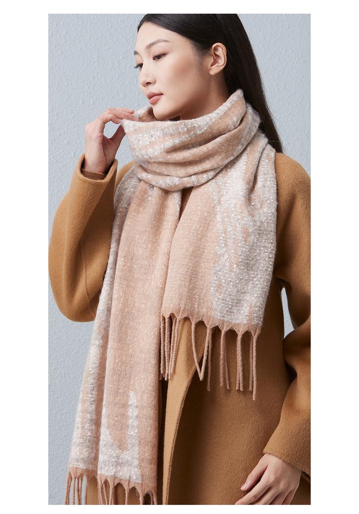 Red Bean Wool Jacquard Scarf for Women, Warm Scarf for Autumn and Winter, Gift for Girlfriend and Mother
