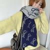 Lightweight Imitation Wool Scarf Two-sided Winter Shawl Trendy Bow Scarf  Gift