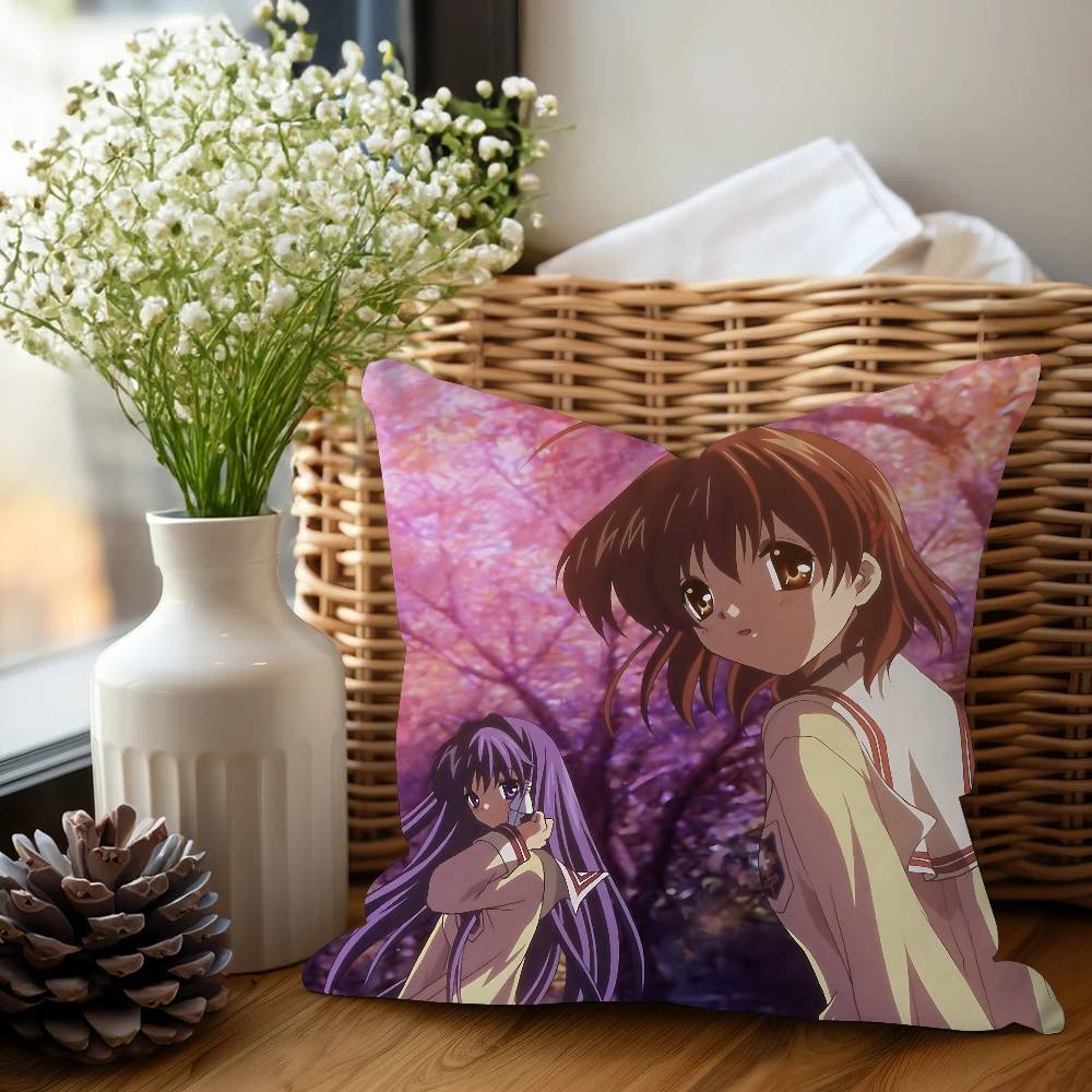 Anime C-CLANNAD Pillow Cover For Bedroom Room And Living Room Sofa Decorative Cushion Cover