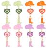 1 Pair Oil-dripping Cowgirl Hat Earrings Boot Love Heart Tassel Women Girls Western Cowboy Hat Dangle Earrings Fashion Accessories Birthday Gift