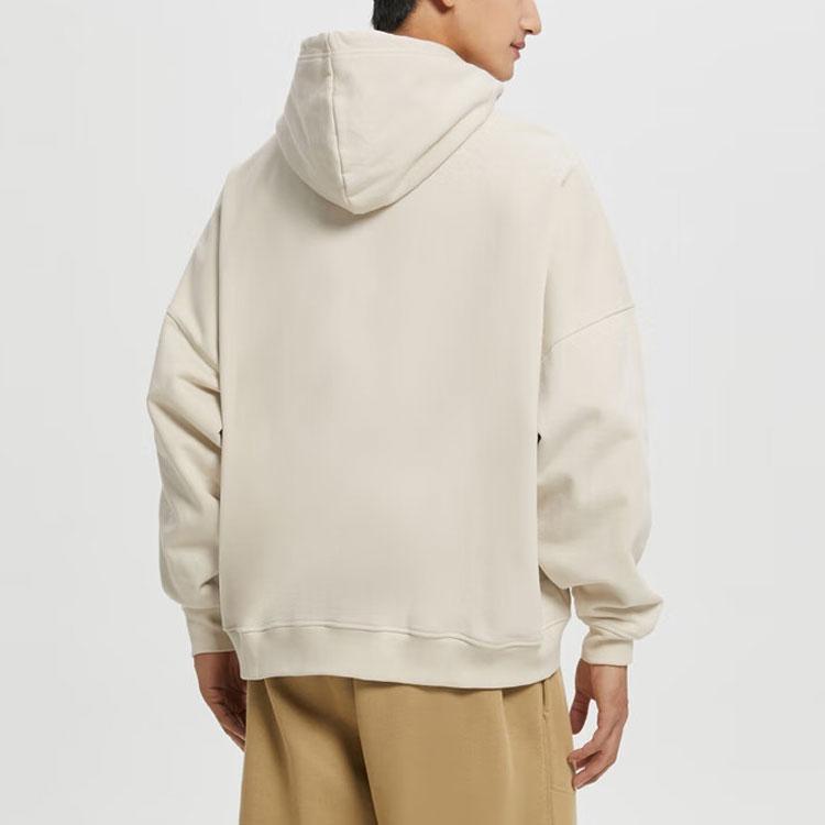 Calvin Klein Letter Print Hooded Oversized Fleece Pullover Sweatshirt Unisex Tops Beige J400191-ACF