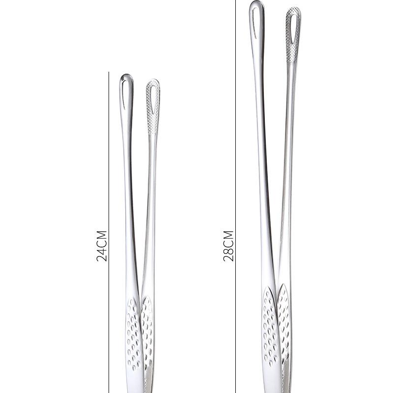 Kapmore 1 pz Pinza per alimenti in acciaio inossidabile con manico lungo antiscivolo per barbecue, bistecche, utensili da cucina, accessori