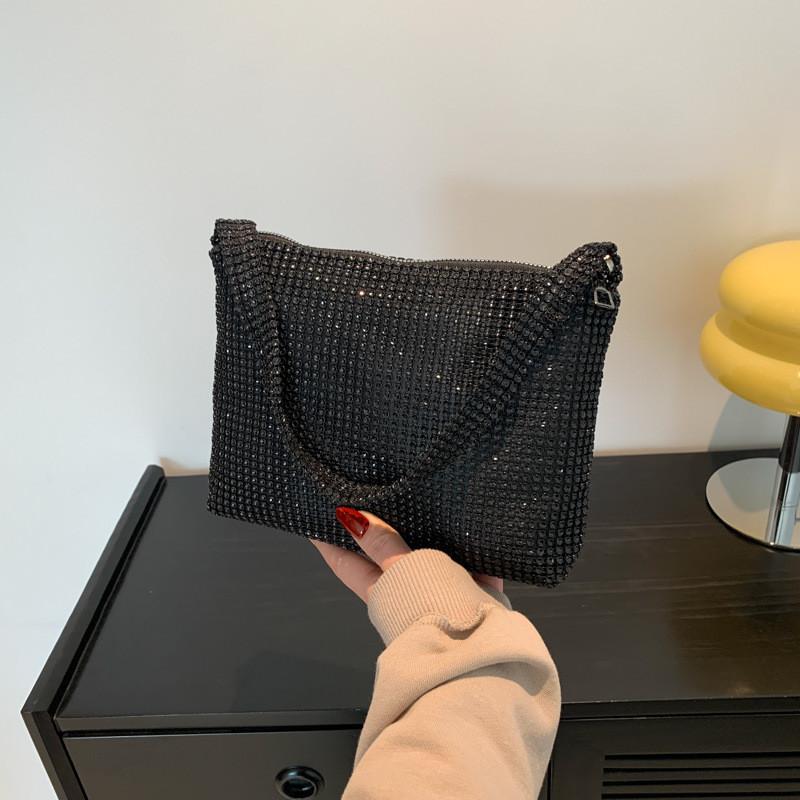 Stylish Korean Fashion Handbag For Women Elegant Chic Shoulder Bag With Diamond Accents