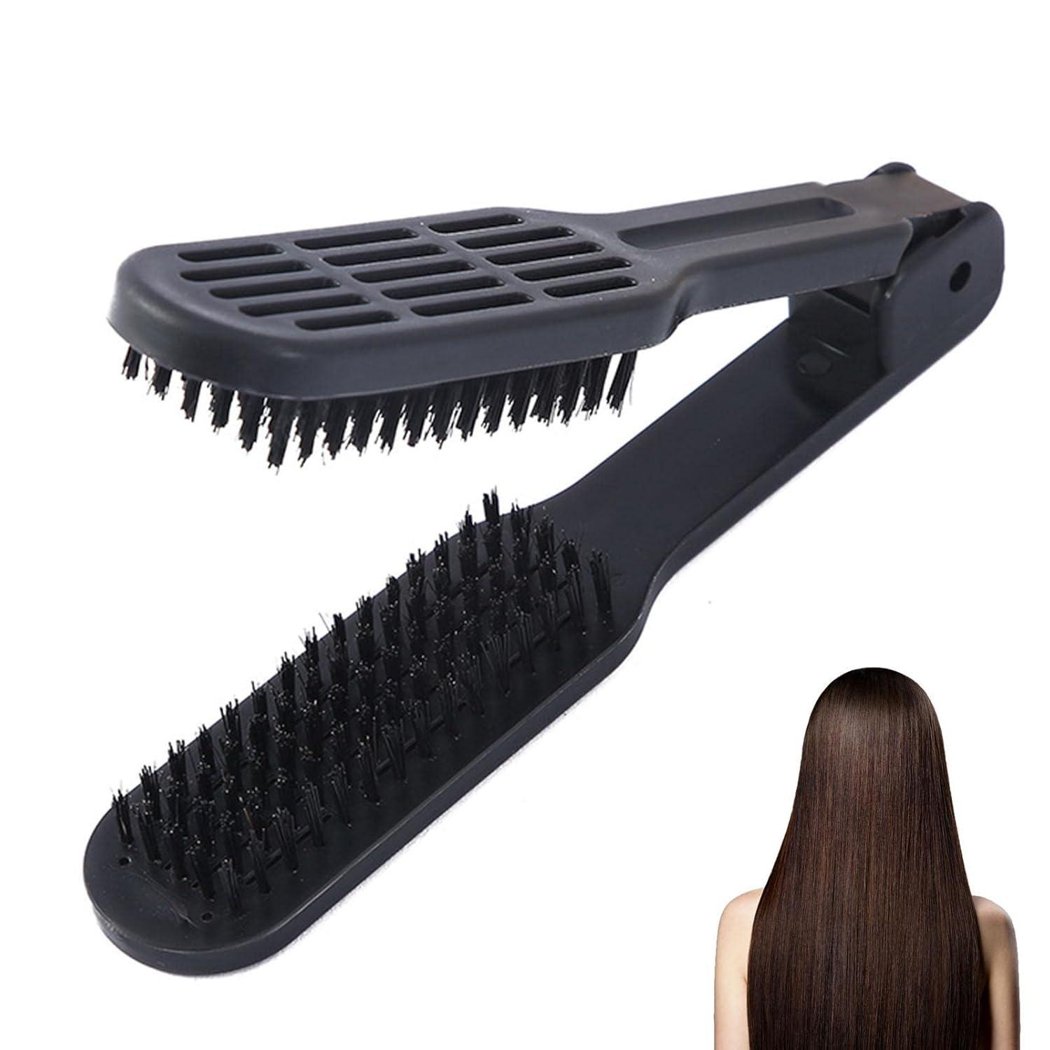 Double Brush Comb,Hair Straightening Brush Double Sided Hair Straightening Comb Heat Resistant Hair Straightening Brush With Handle