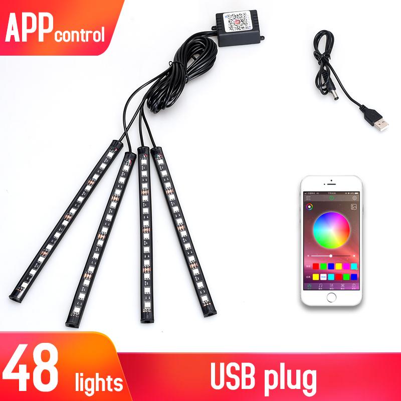 Led Car Interior Backlight With Usb Cigarette Lighter Ambient Atmosphere Mood Light Rgb Remote App Auto Foot Decorative