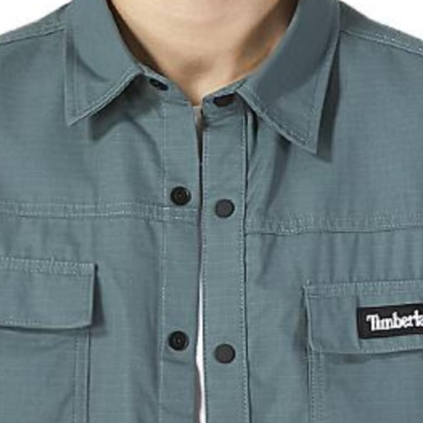 Timberland Solid Color Logo Patch Outdoor Casual Sports Polo Long Sleeve Men tops Green A22AZ-392