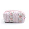 Pretty Floral Print Large Capacity Portable Makeup Bag with Zipper Travel Skincare Storage Pouch