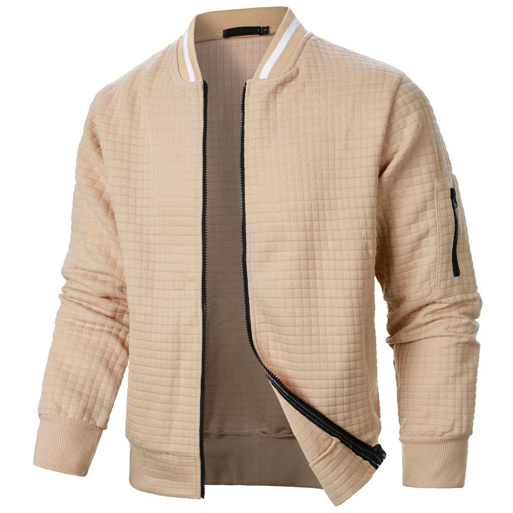 Men's Spring Autumn Baseball Collar Solid Color Jacket Men's Casual Jacket Loose Tops