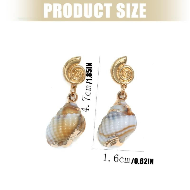 Conch Shell Shaped Earrings Lightweight Design Zinc Alloy Accessories For Weddings Travel And Casual Outfits
