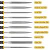 10pcs Needle File Set - Bearing Steel Files with Non-Slips Ergonomic Handles for Precise Filing on Wood 3x140mm/4x160mm/5x180mm