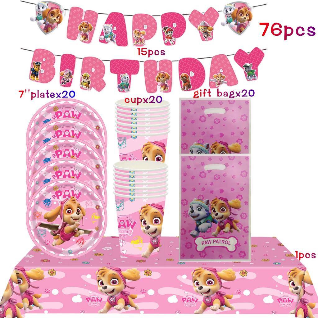 Birthday Decorations Paw Patrol for Girl Paw Patrol Birthday Kit Tablecloth Plate Cup Baby Shower Skye Birthday Party Favors