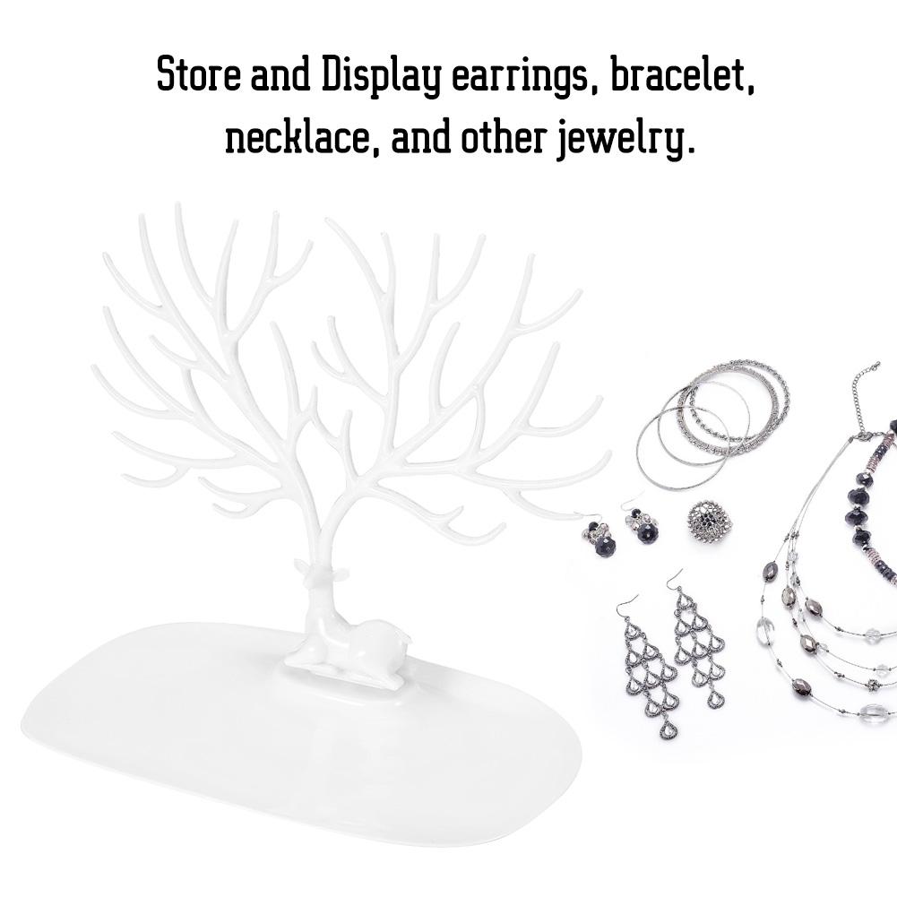 Antler Shape Dish Necklace Bracelet Pendant Jewelry Organizer Display Holder (White)